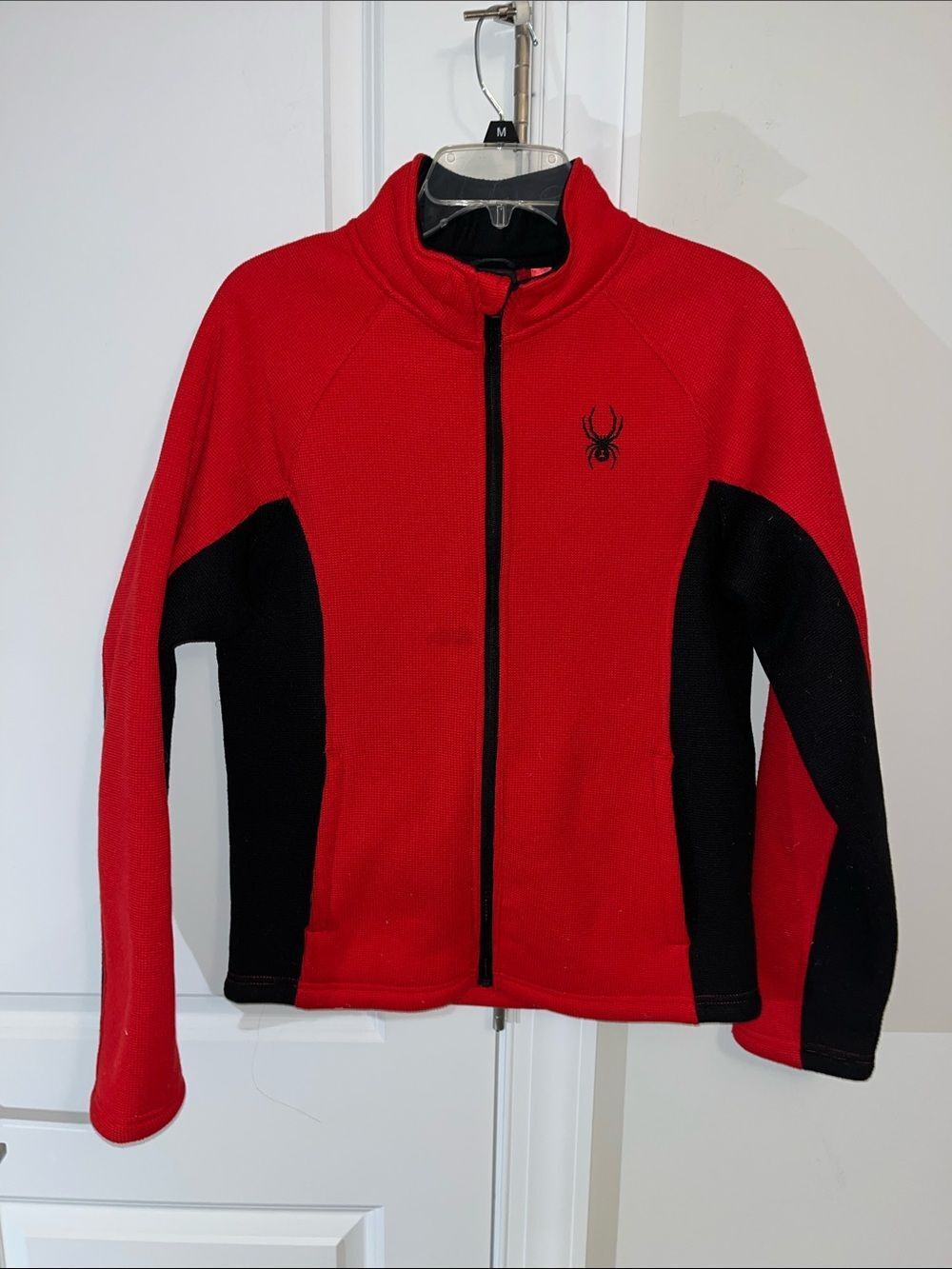 Black Red Polartec zipper Polar Fleece Spyder snowboard Ski full zipper jacket S